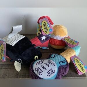 Bark Box Yee Howl Nashville Dog Toys Medium Dogs 4 Total Guitar Cowboy Boots New